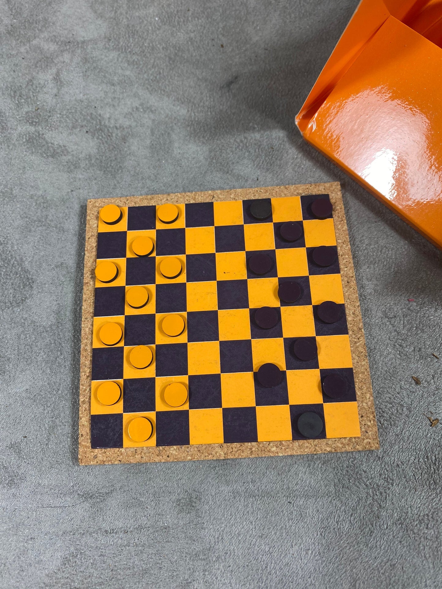 VERY RARE Veuve Clicquot Vintage Wooden and Plastic Travel Checkers Game Made in France 1970s