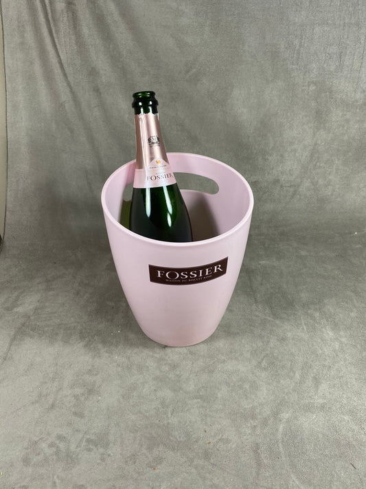 Seau à champagne en plastique rose Fossier Biscuit Rose de Reims Made in France