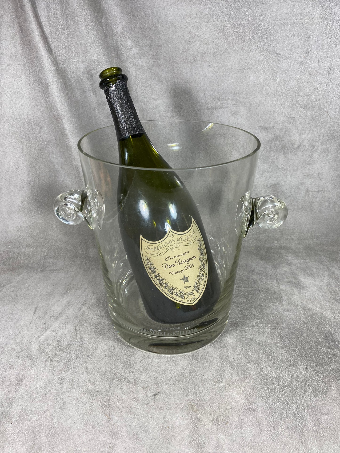 SELTENER mundgeblasener Champagnerkühler aus Kristall Champagner Besserat de Bellefon Vintage Made in France