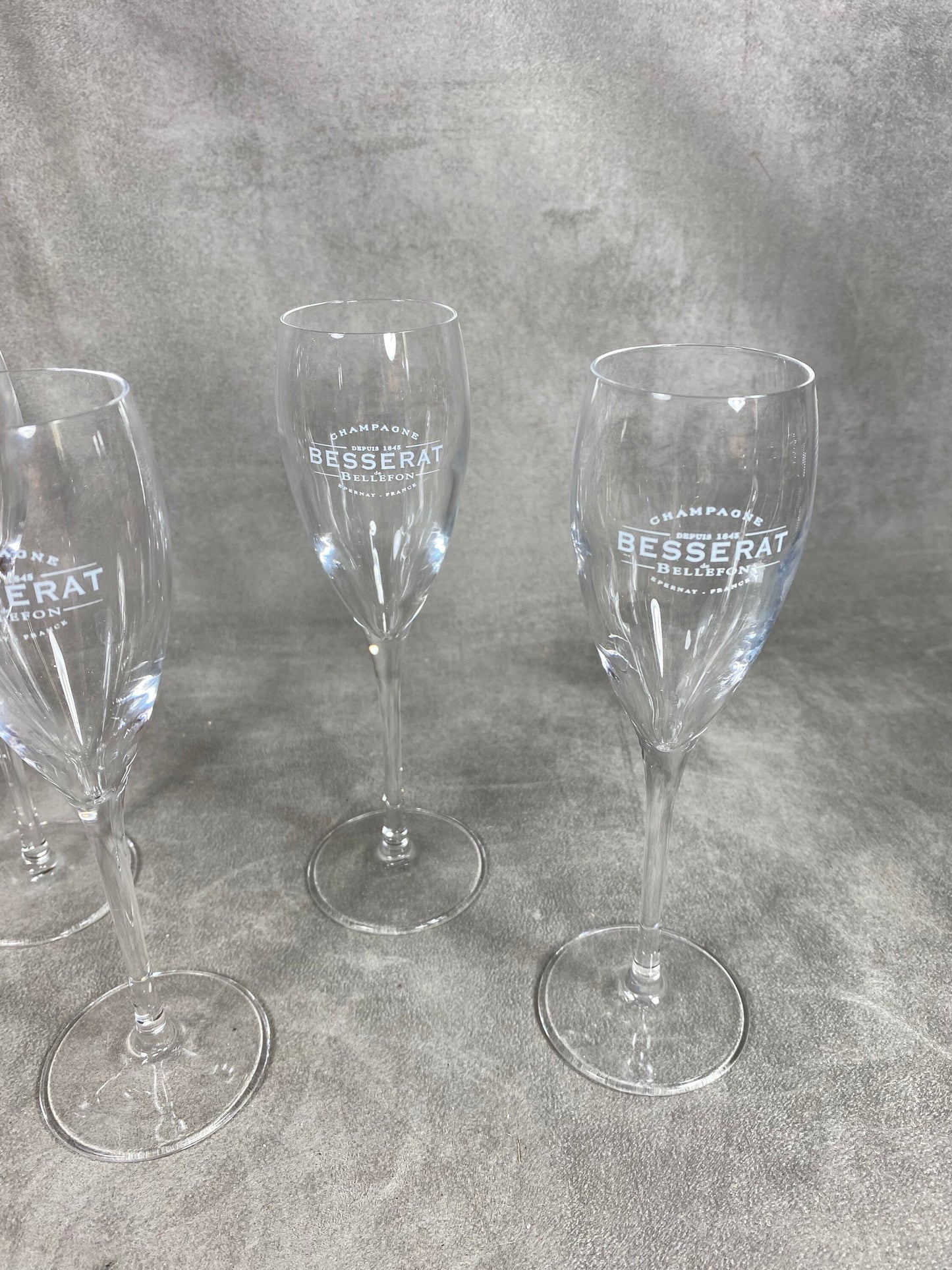 Lot de 5 coupes à champagne en verre  Besserat de Bellefon vintage Made in France