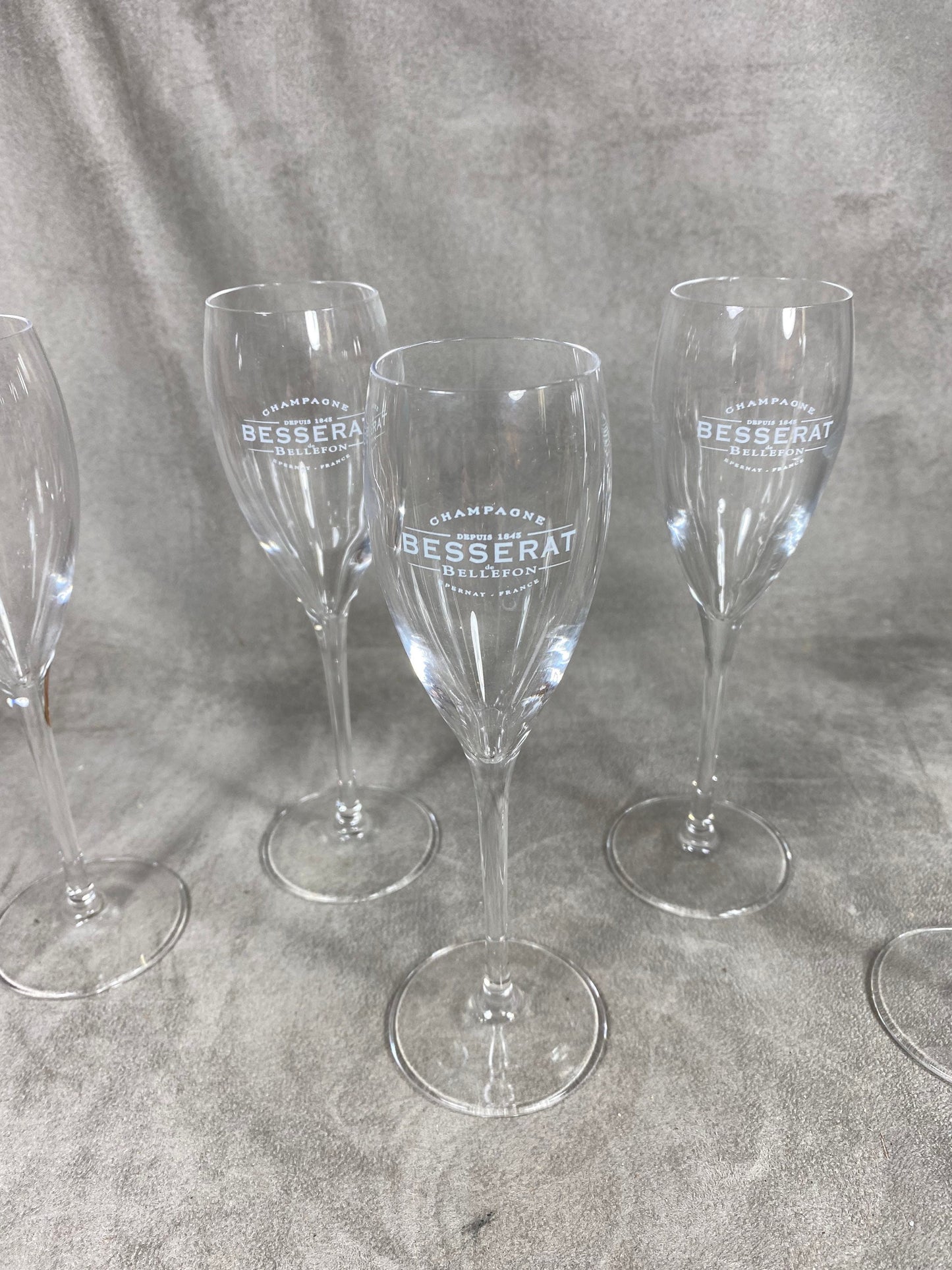 Lot de 5 coupes à champagne en verre  Besserat de Bellefon vintage Made in France