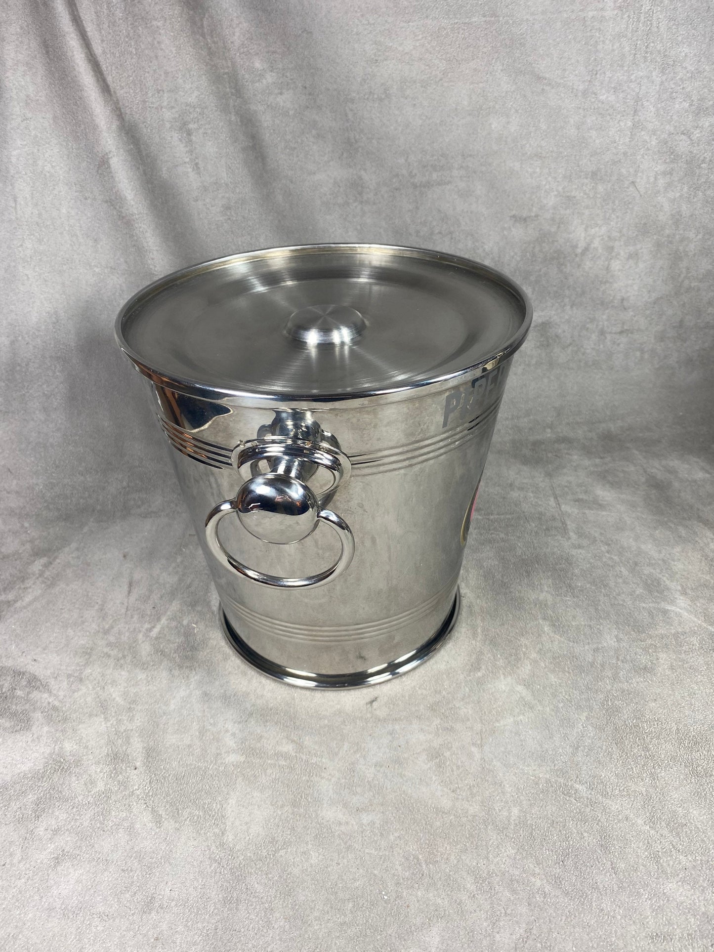 VERY RARE Beautiful vintage Piper-Heidsieck champagne bucket by Viktor&amp;Rolf in steel 1980s