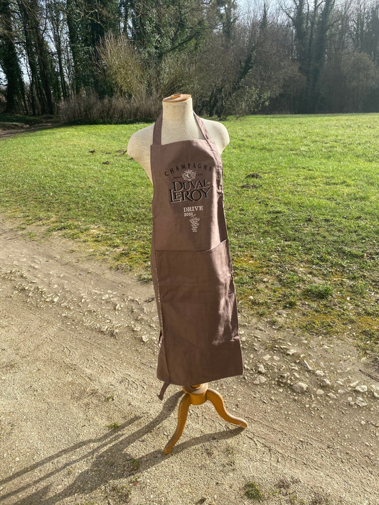 Tablier sommelier marron champagne Duval-Leroy en coton vintage Made in france