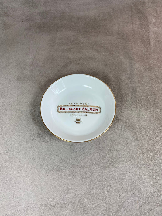 Cendrier Champagne Billecart-Salmon en porcelaine vintage Made in France