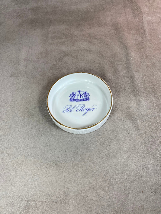 Pol Roger white porcelain ashtray Made in France 1980s