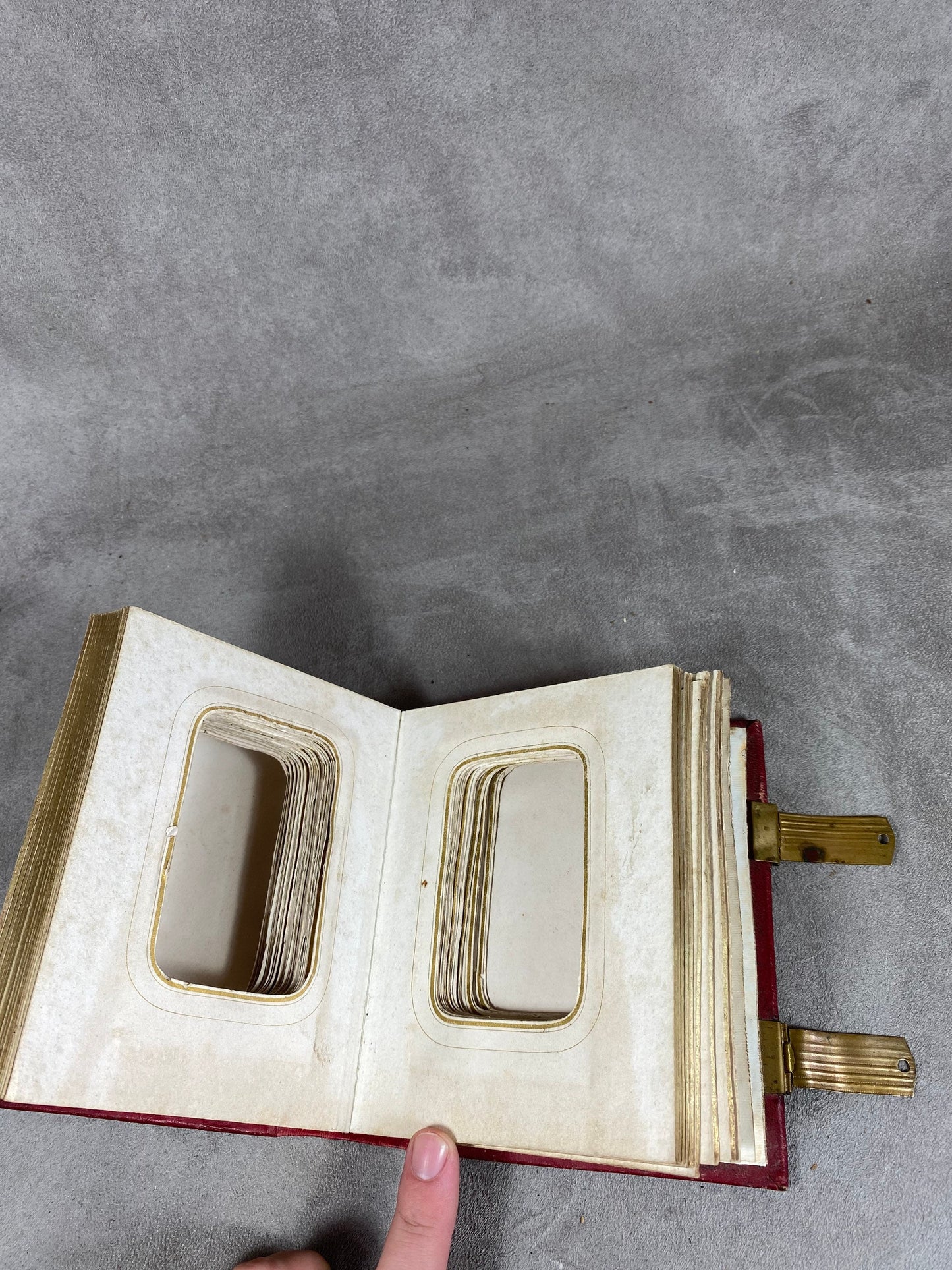 RARE Magnificent photo album or secret book in red leather and brass Made in France Late 19th century