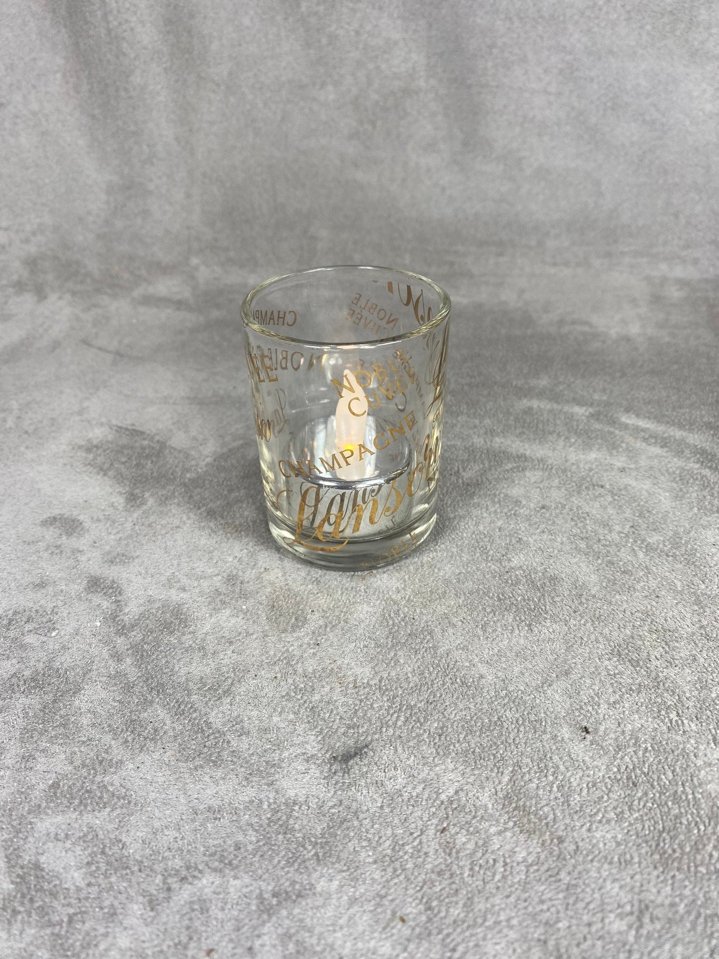 Photophore verre Noble Cuvée Champagne Lanson France vintage Made in France