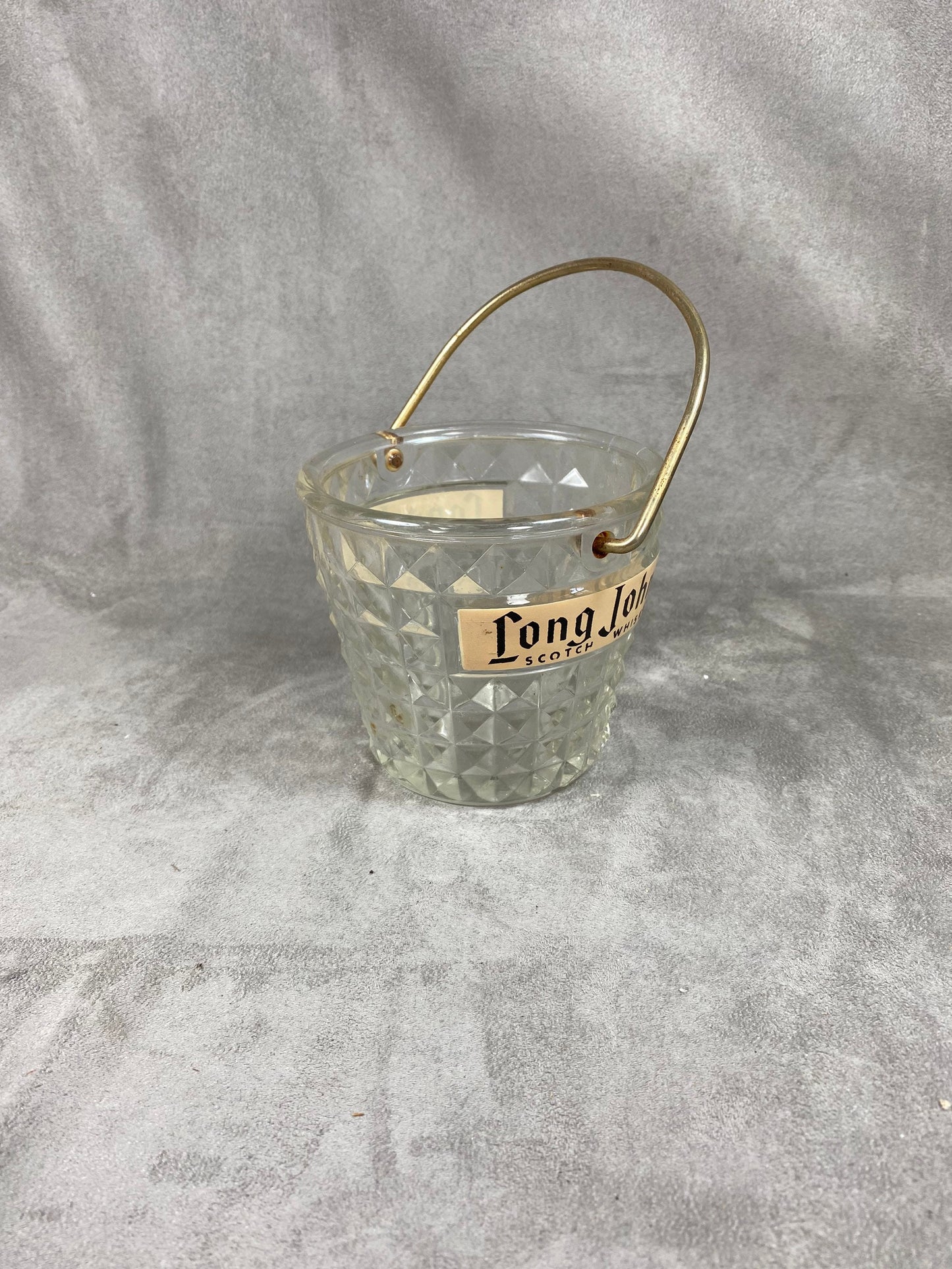 Seau à glace Long John Scotch Whisky, en Verre par BVB, Made in France, Vintage 1980