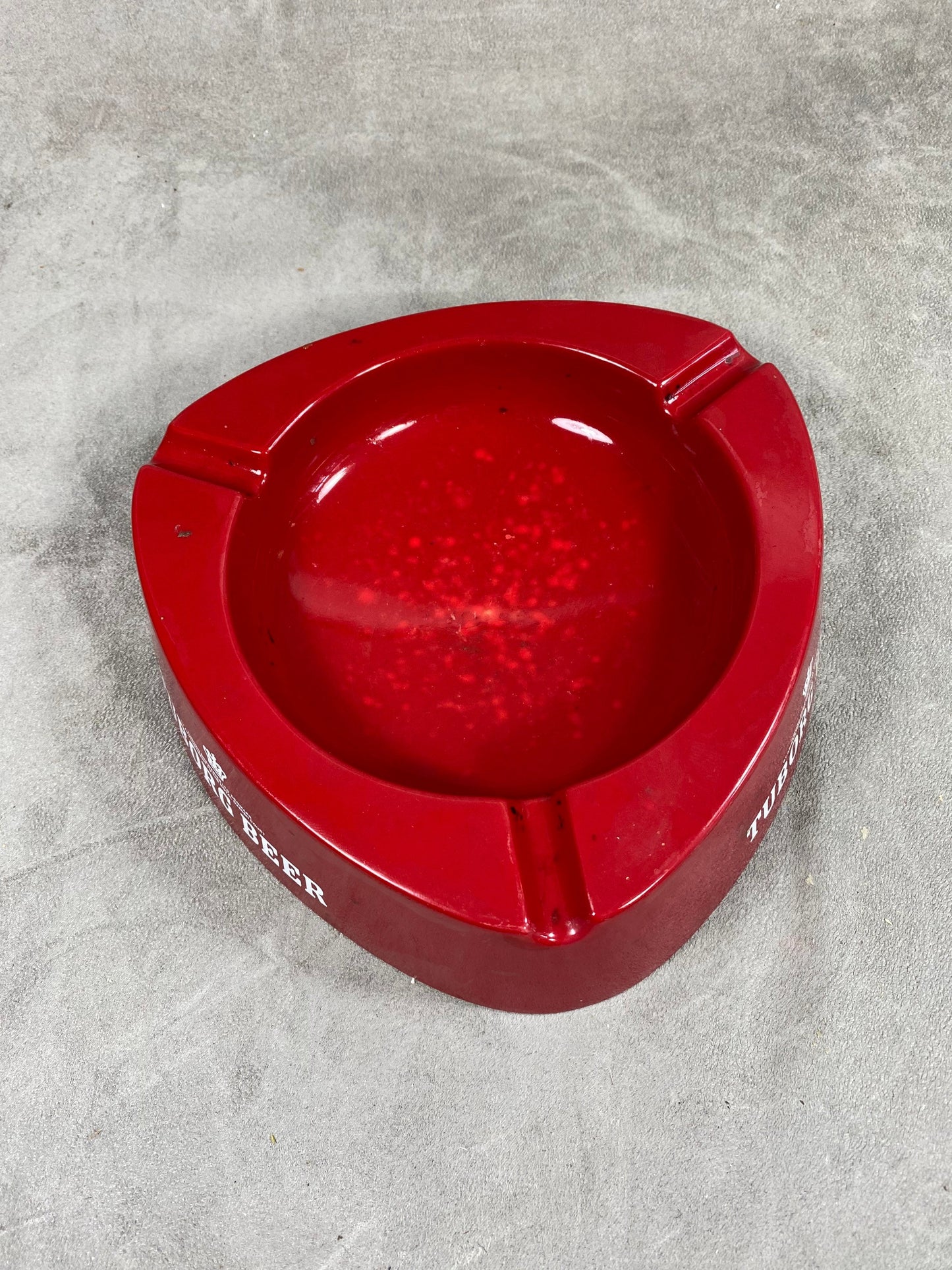 Vintage Tuborg Beer Red Plastic Ashtray Made in Italy 1980s