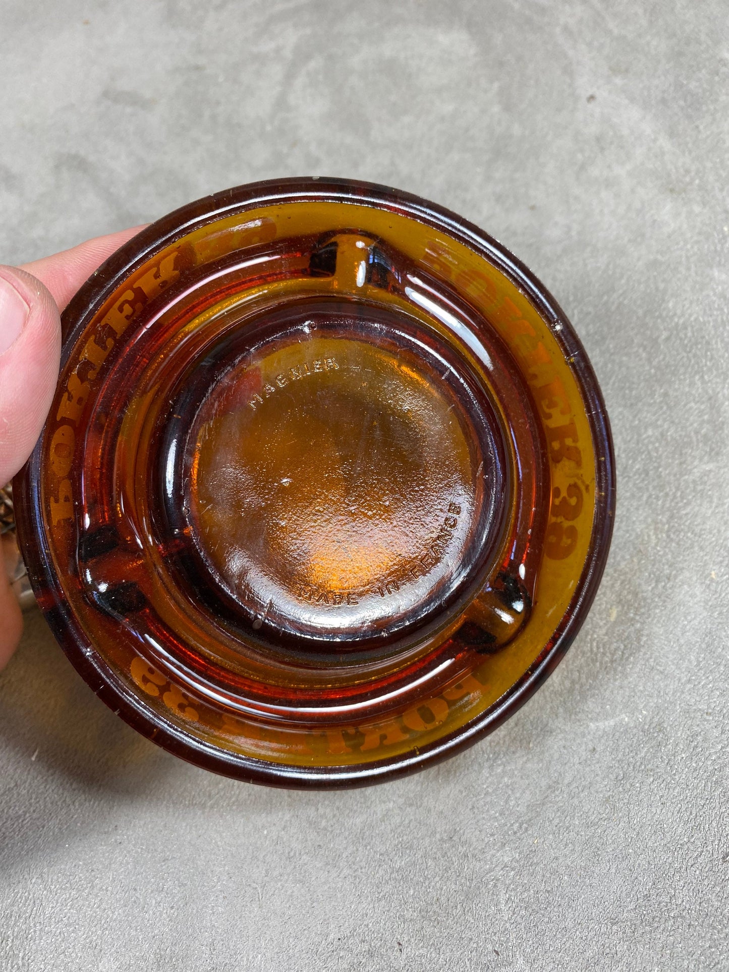 Glass Advertising Ashtray, Porter 39 Beer, by Magnier, Made in France, Vintage 1980