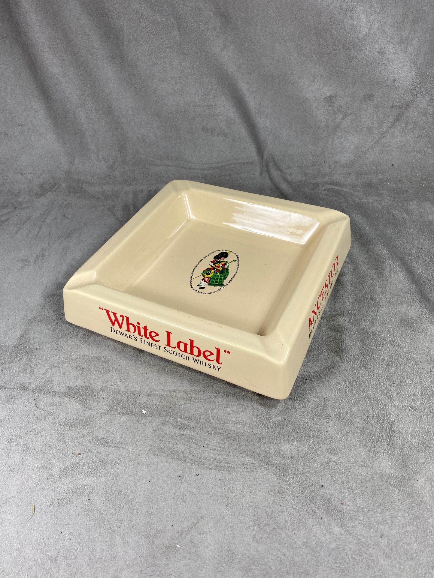 GIEN France Vintage Dewar's Scotch Whisky Porcelain Ashtray