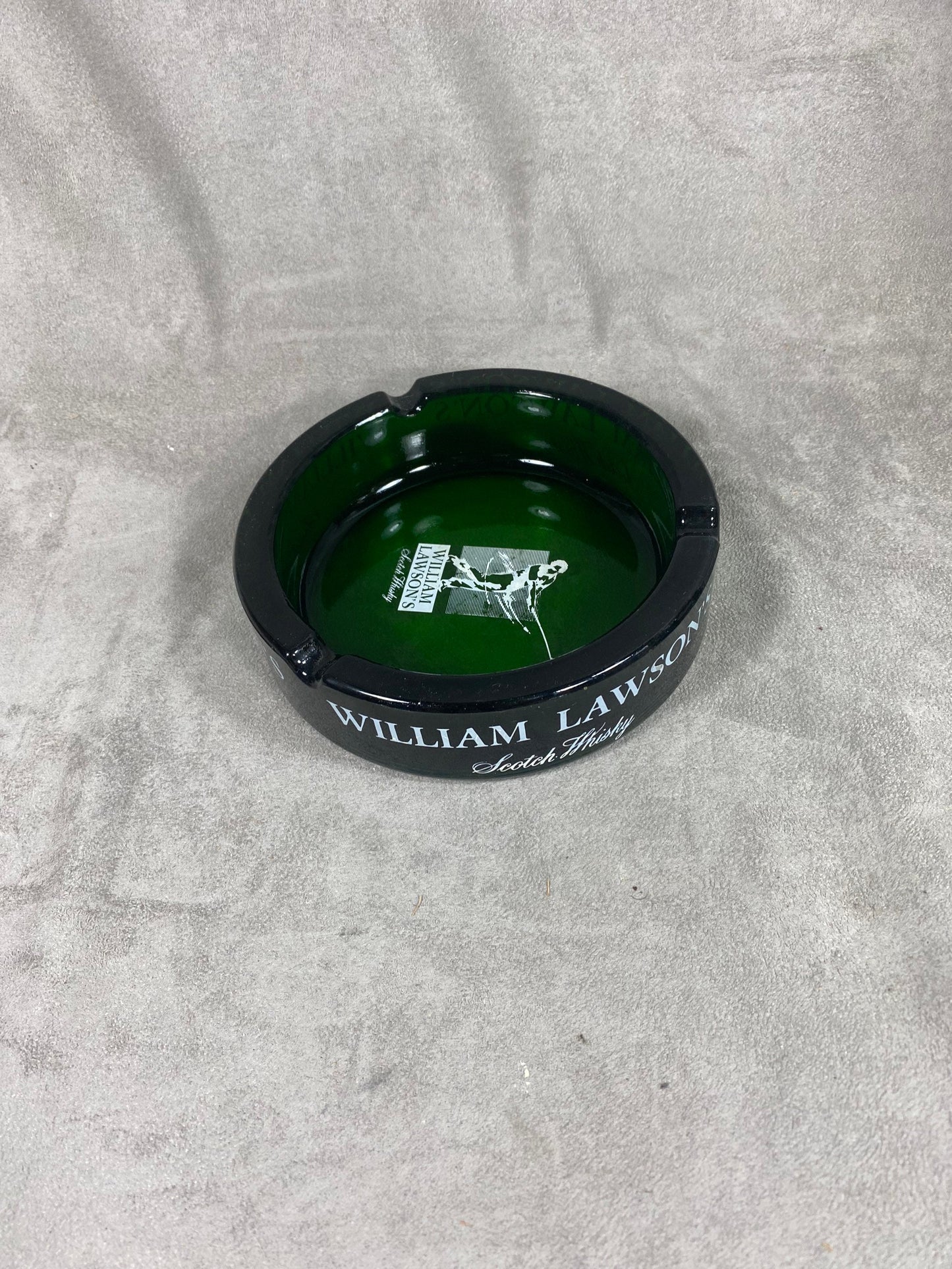 Large William Lawson vintage whisky green glass ashtray made in France