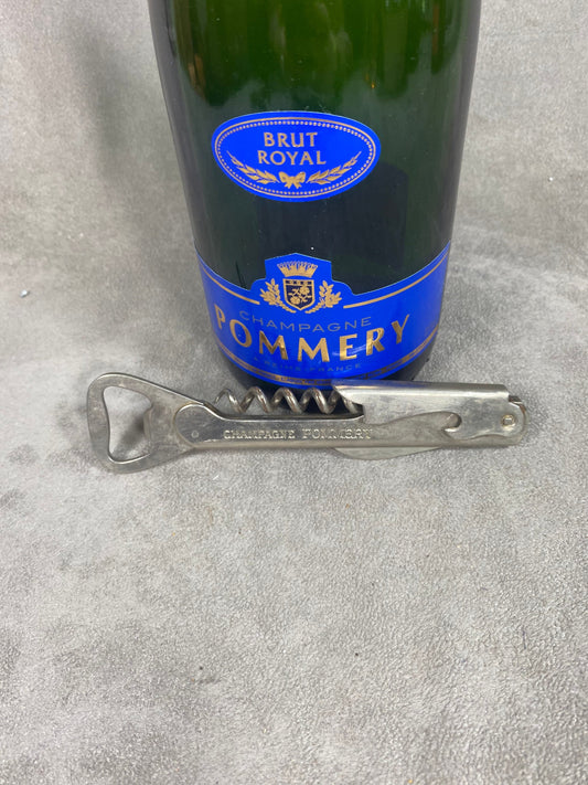 Pommery Bottle Opener, Vintage Steel Corkscrew Made in France, Wine Collectors, French Wine