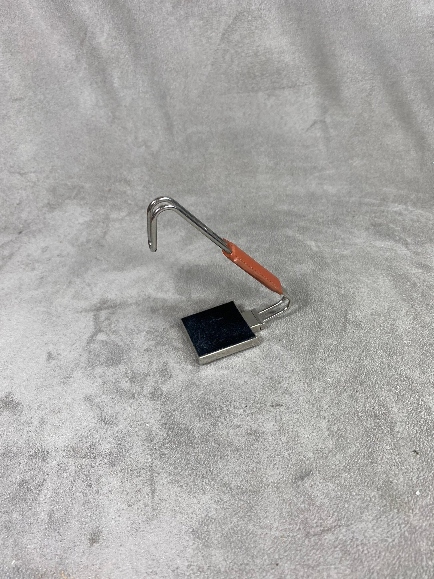 Laurent-Perrier steel and leather bag holder Made in France 1990s