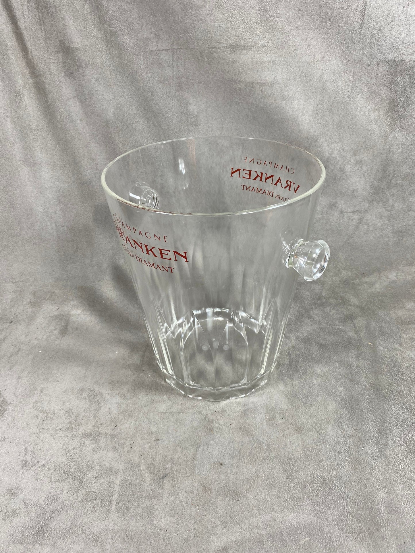 Seau à champagne Vranken en plastique transparent vintage Made in france
