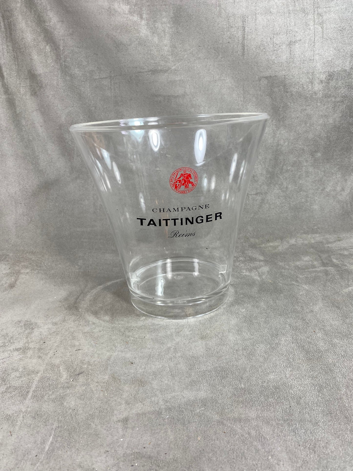 Seau à champagne Taittinger en plastique transparent vintage Made in france