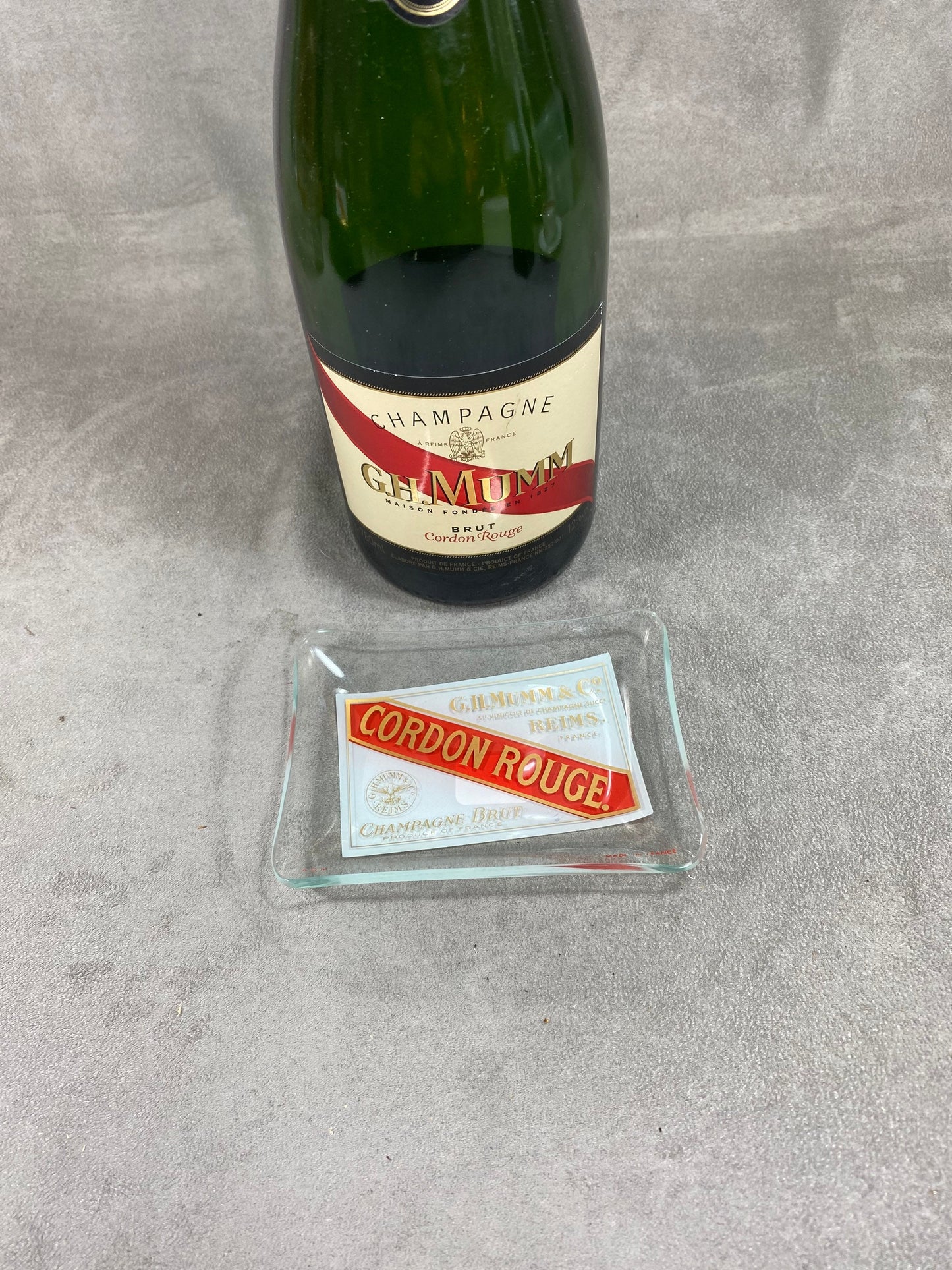 Cendrier Champagne MUMM en verre  vintage Made in France