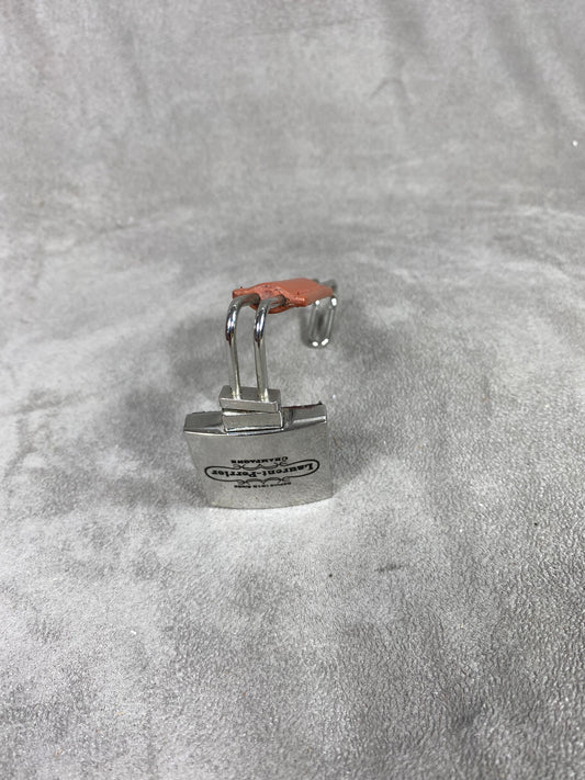 Laurent-Perrier steel and leather bag holder Made in France 1990s