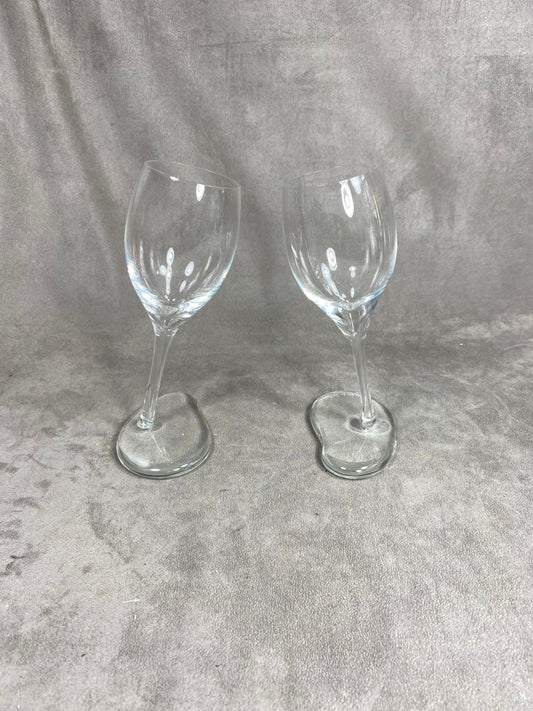 VERY RARE 2 magnifiques flutes en cristal Champagne Dom Ruinart vintage par Maarten Baas