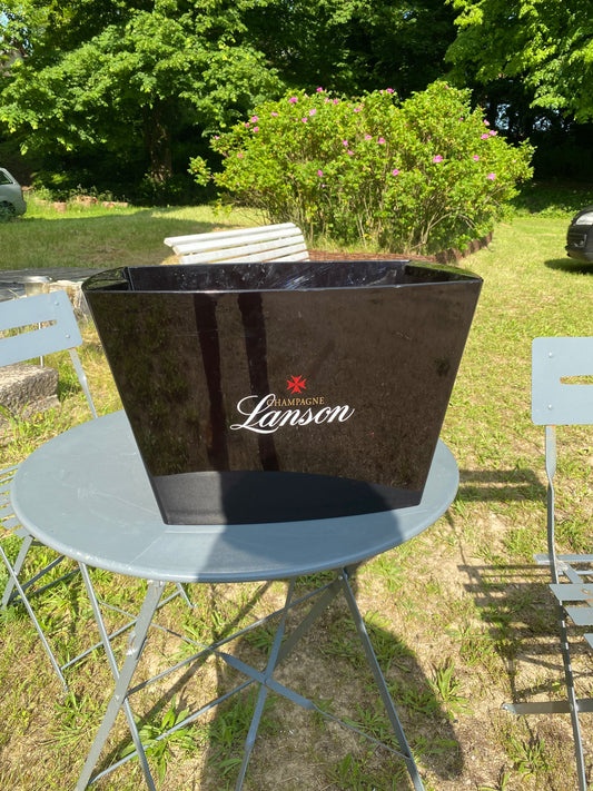 Vasque Seau à champagne Lanson en plastique noir Champagne Lanson vintage Made in France
