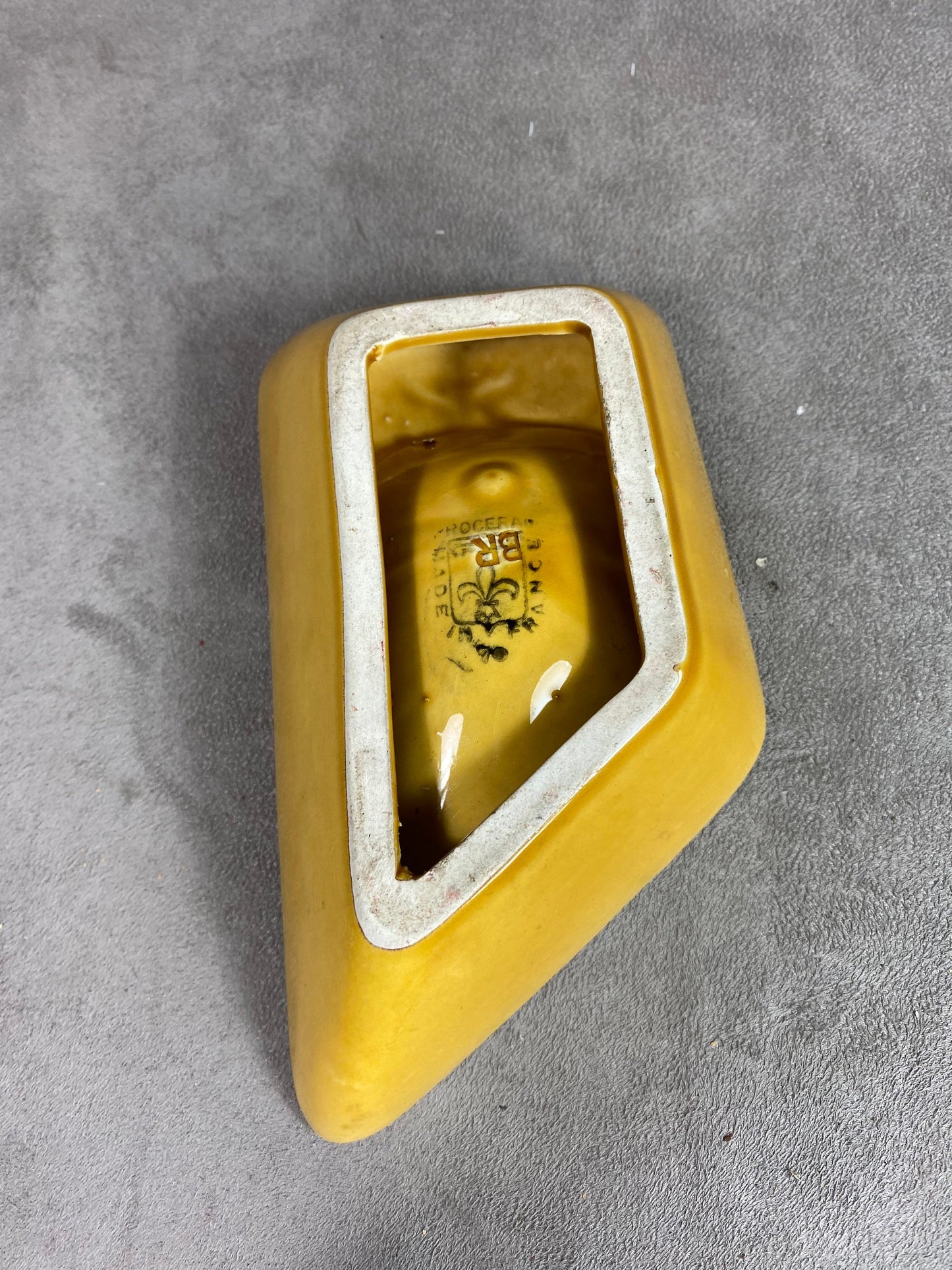 Vintage Royale Longue ashtray in yellow porcelain Made in France 1980s