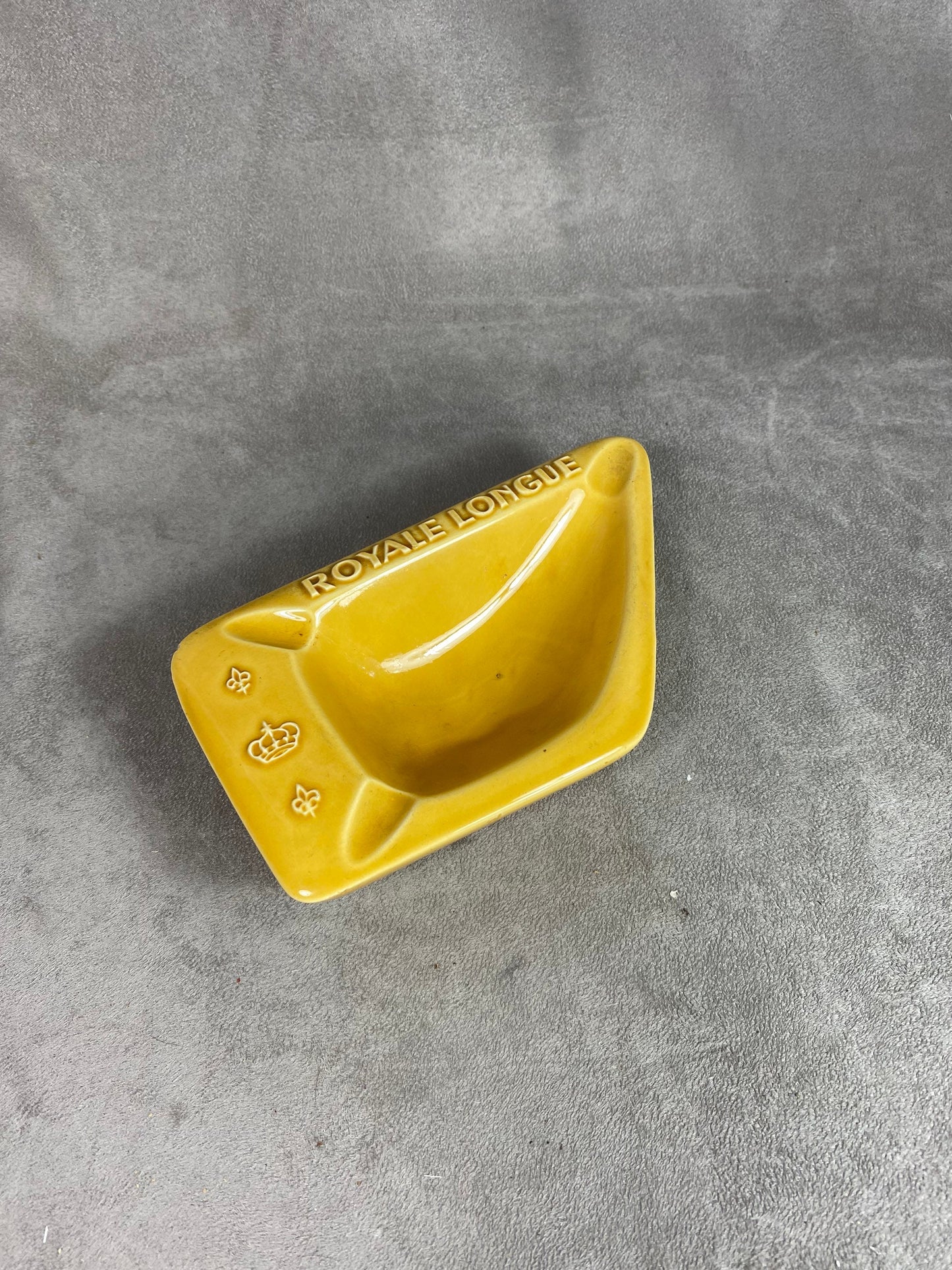 Vintage Royale Longue ashtray in yellow porcelain Made in France 1980s