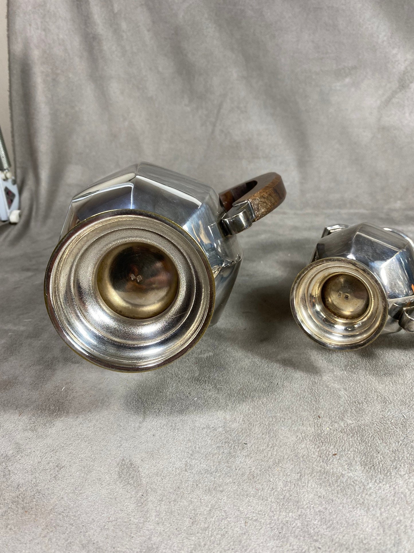 Set of a vintage silver-plated coffee pot and milk jug Made in France 1930