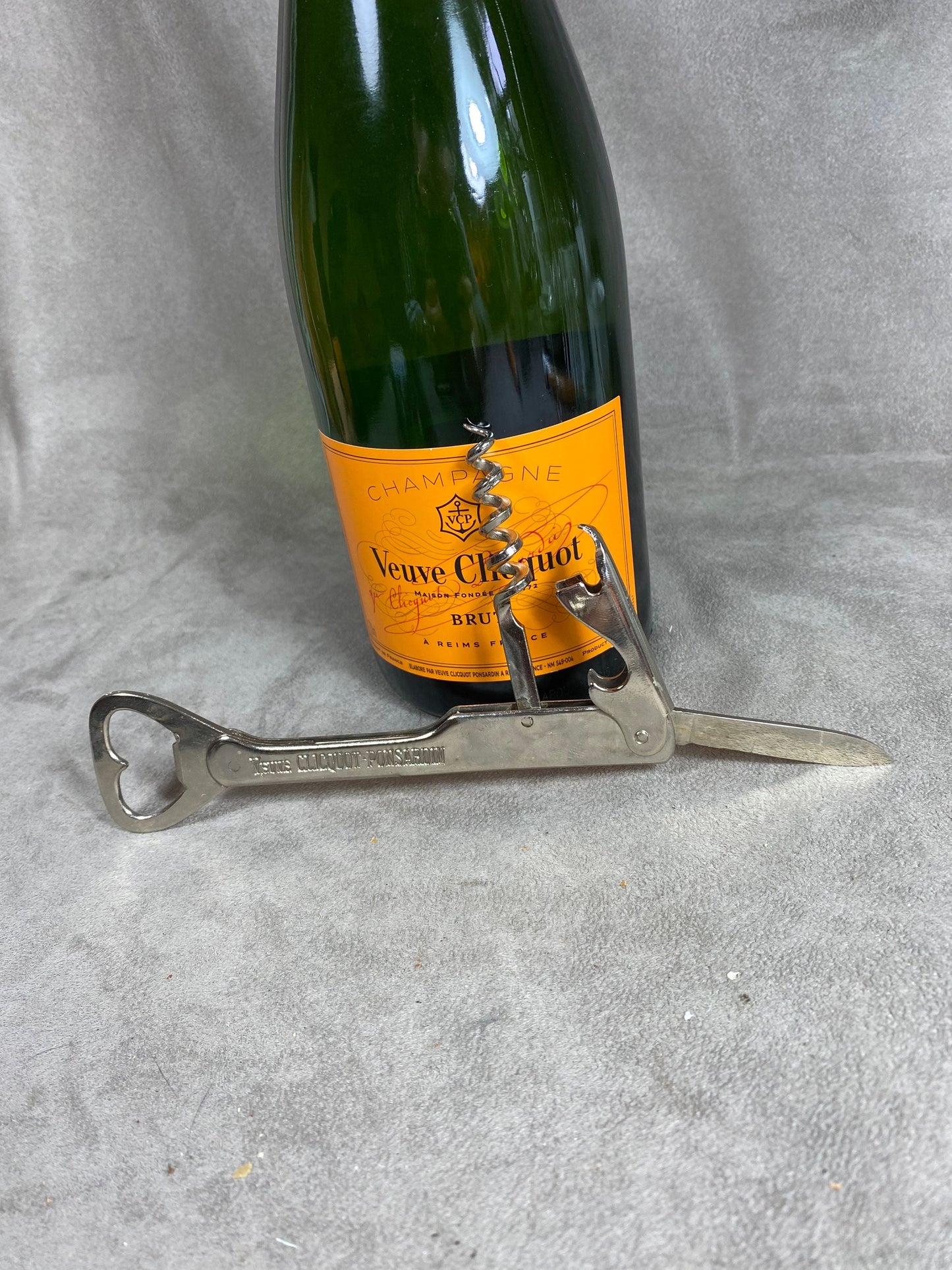 Veuve Clicquot Flaschenöffner, Vintage Stahlkorkenzieher Made in France, Weinsammler, französischer Wein