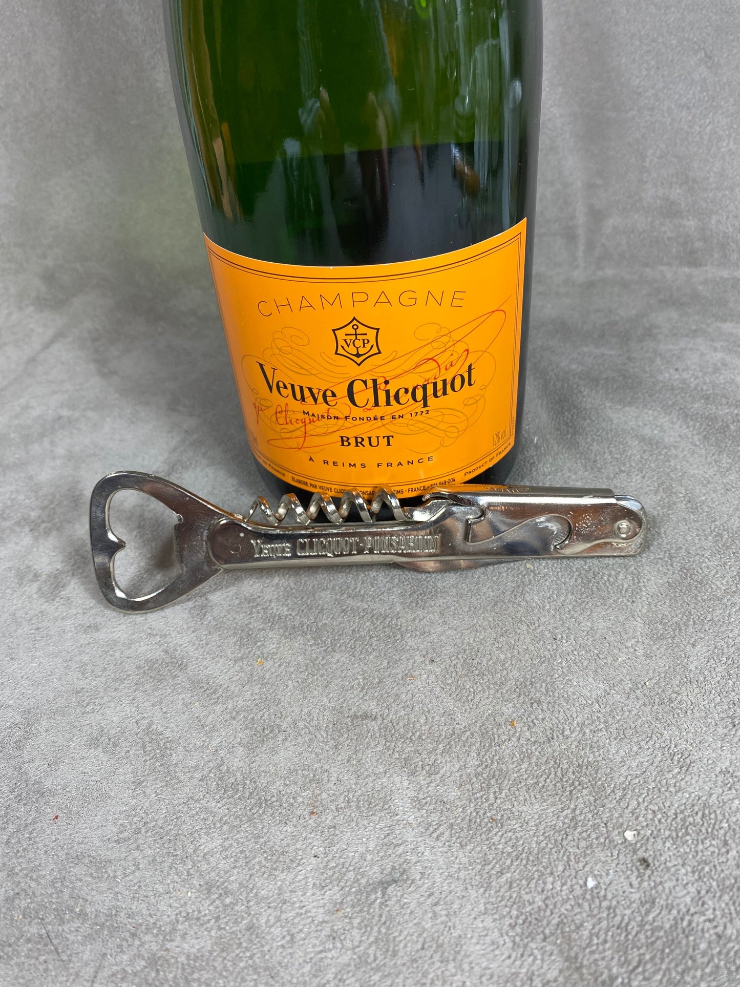 Veuve Clicquot Flaschenöffner, Vintage Stahlkorkenzieher Made in France, Weinsammler, französischer Wein