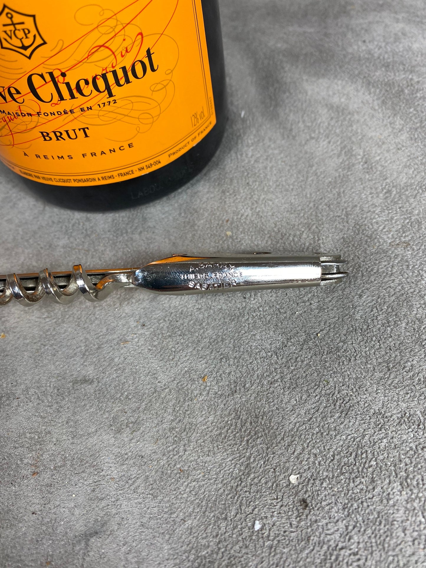 Veuve Clicquot Flaschenöffner, Vintage Stahlkorkenzieher Made in France, Weinsammler, französischer Wein