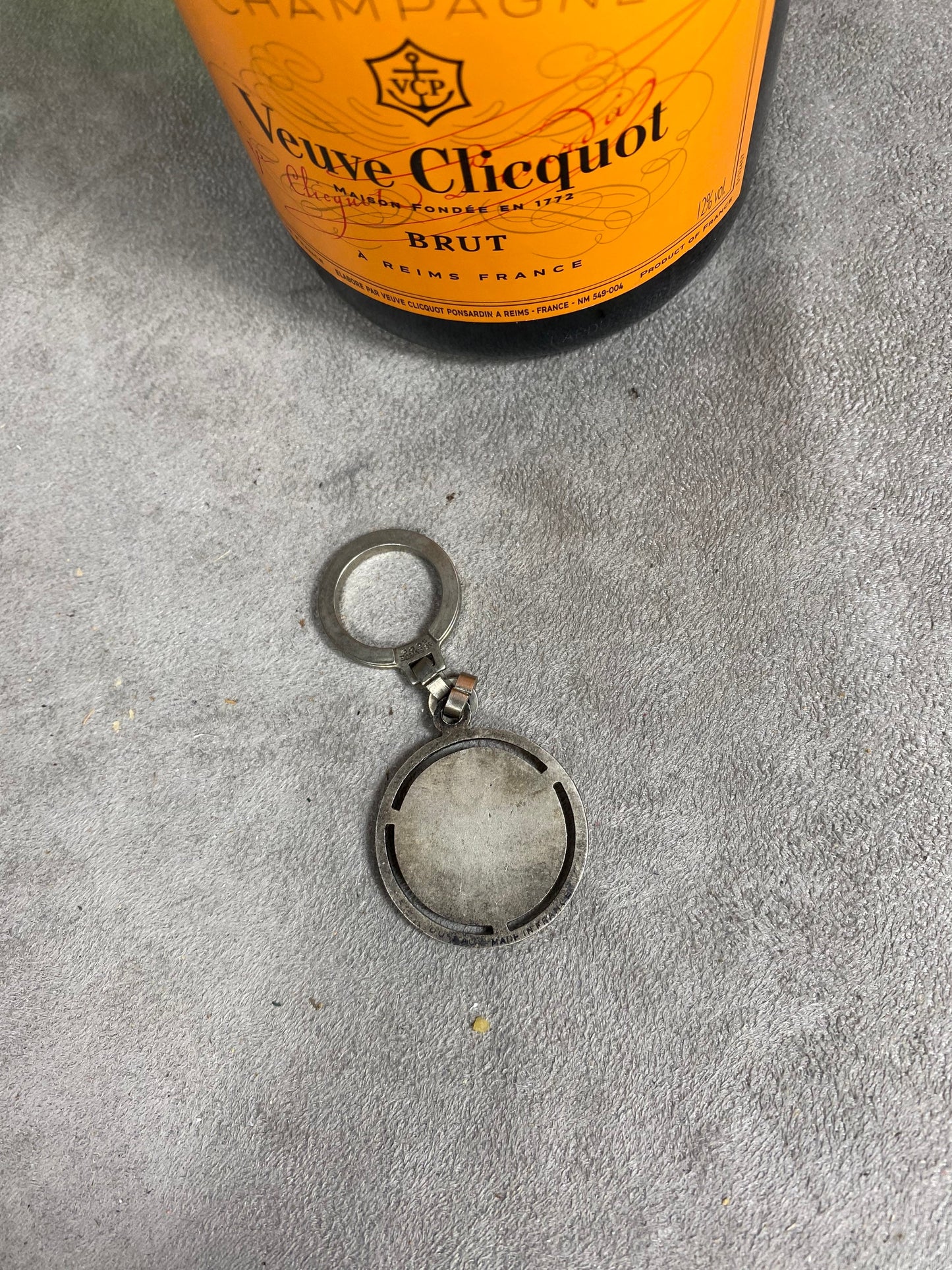 RARE Veuve Clicquot La Grande Dame key ring in vintage metal Made in France 1970s