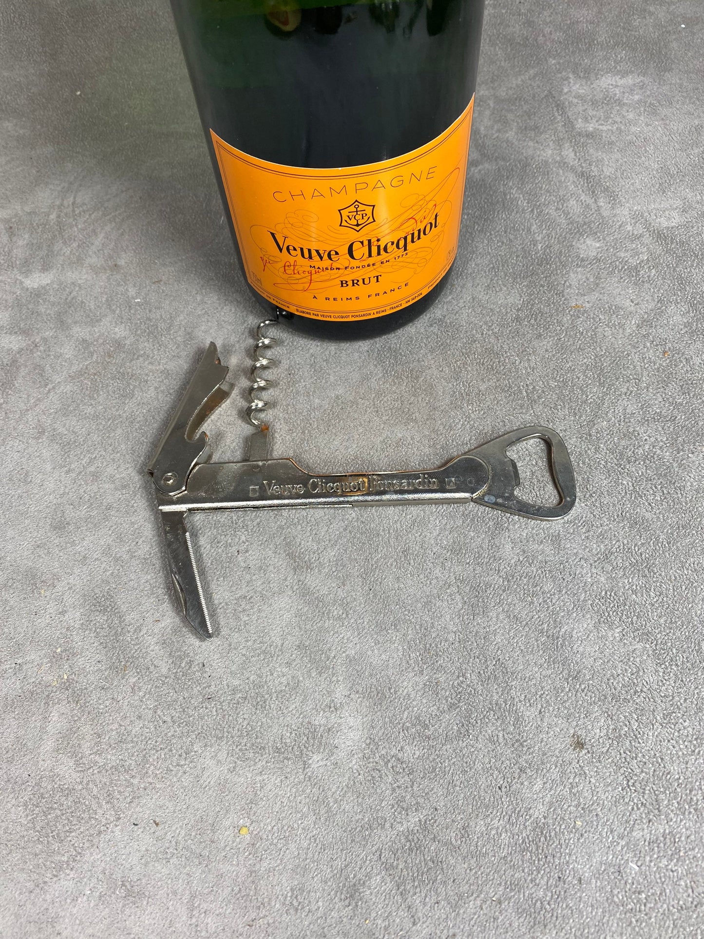 Veuve Clicquot Bottle Opener, Vintage Steel Corkscrew Made in France, Wine Collectors, French Wine