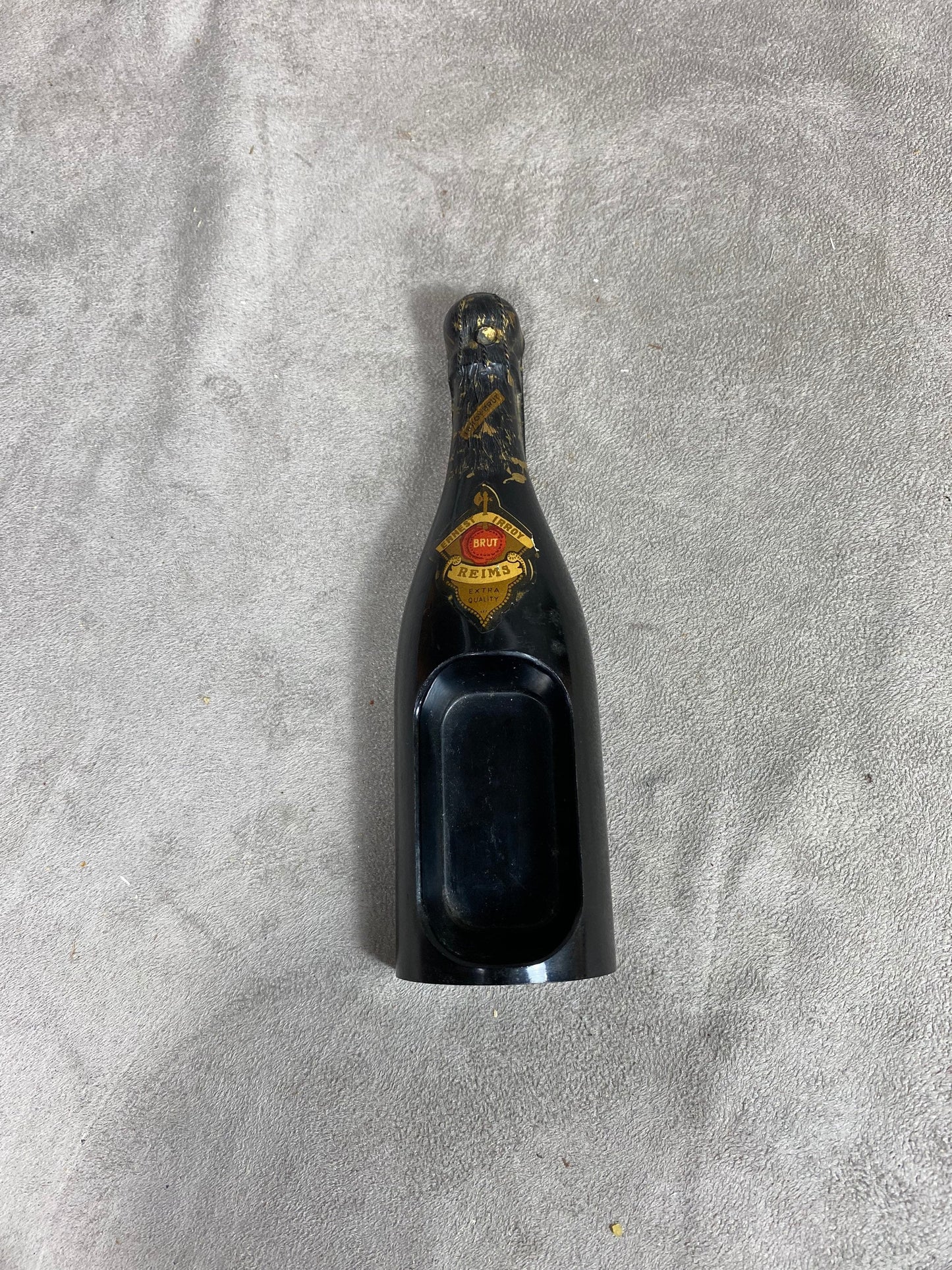 Plastic Advertising Ashtray in the Shape of a Champagne Bottle, Ernest Irroy, Made in France, Vintage 1980