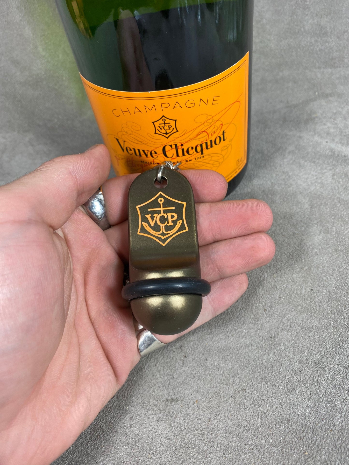 RARE Veuve Clicquot metal key ring for hotel room Made in France