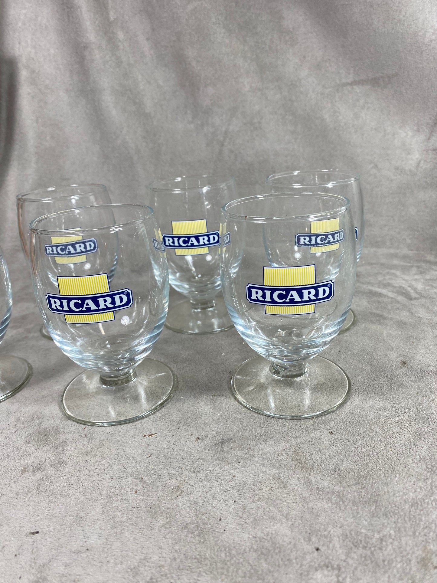 Lot de 6 verres ballon RICARD vintage articles publicitaires | Made in France | Années 1990