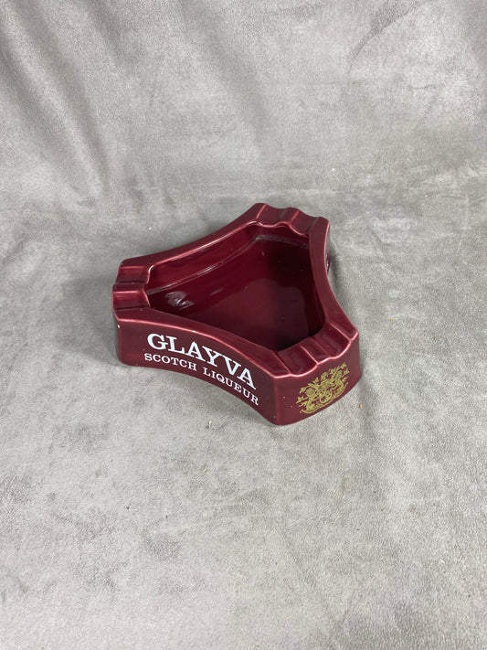 Large Red Ashtray Glayva Scotch Liqueur Vintage Advertising Item in Earthenware Made in France Vintage