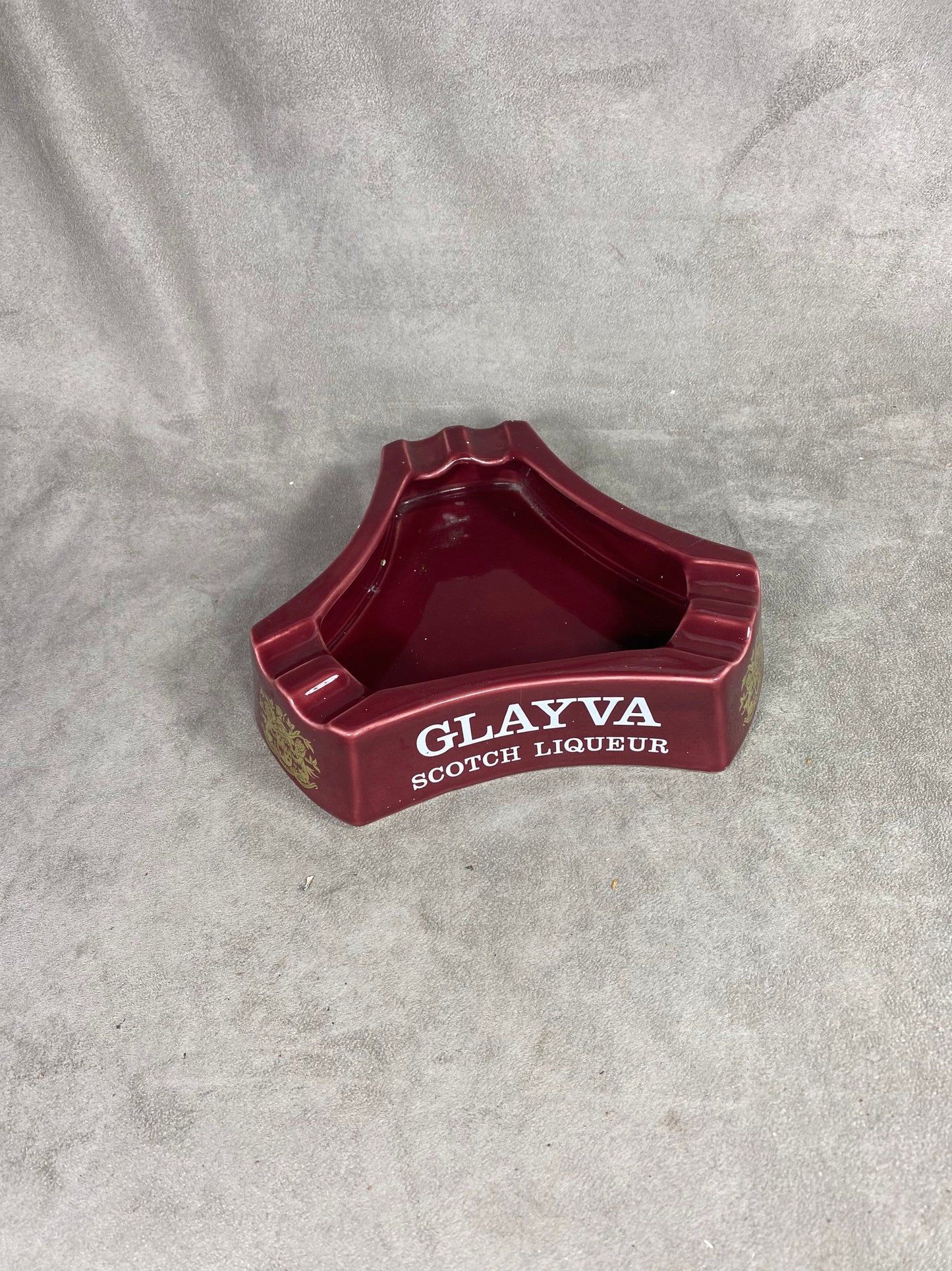 Großer roter Glayva Scotch Likör Aschenbecher Vintage Steingut Werbeartikel Made in France Vintage