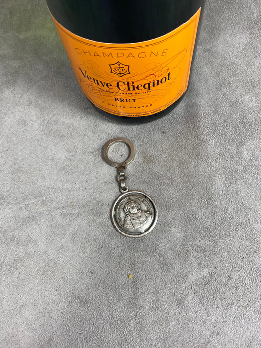 RARE Veuve Clicquot La Grande Dame key ring in vintage metal Made in France 1970s