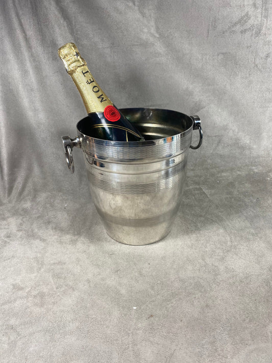 Magnifique seau à champagne en métal argenté Made in France Années 1970