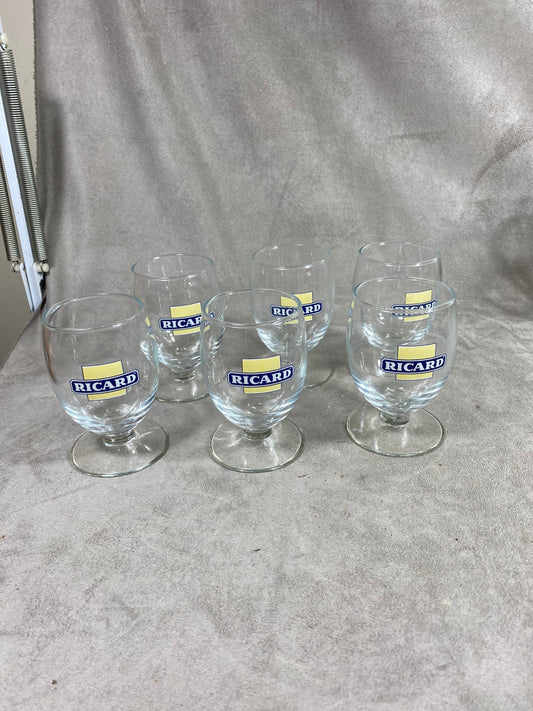 Lot de 6 verres ballon RICARD vintage articles publicitaires | Made in France | Années 1990