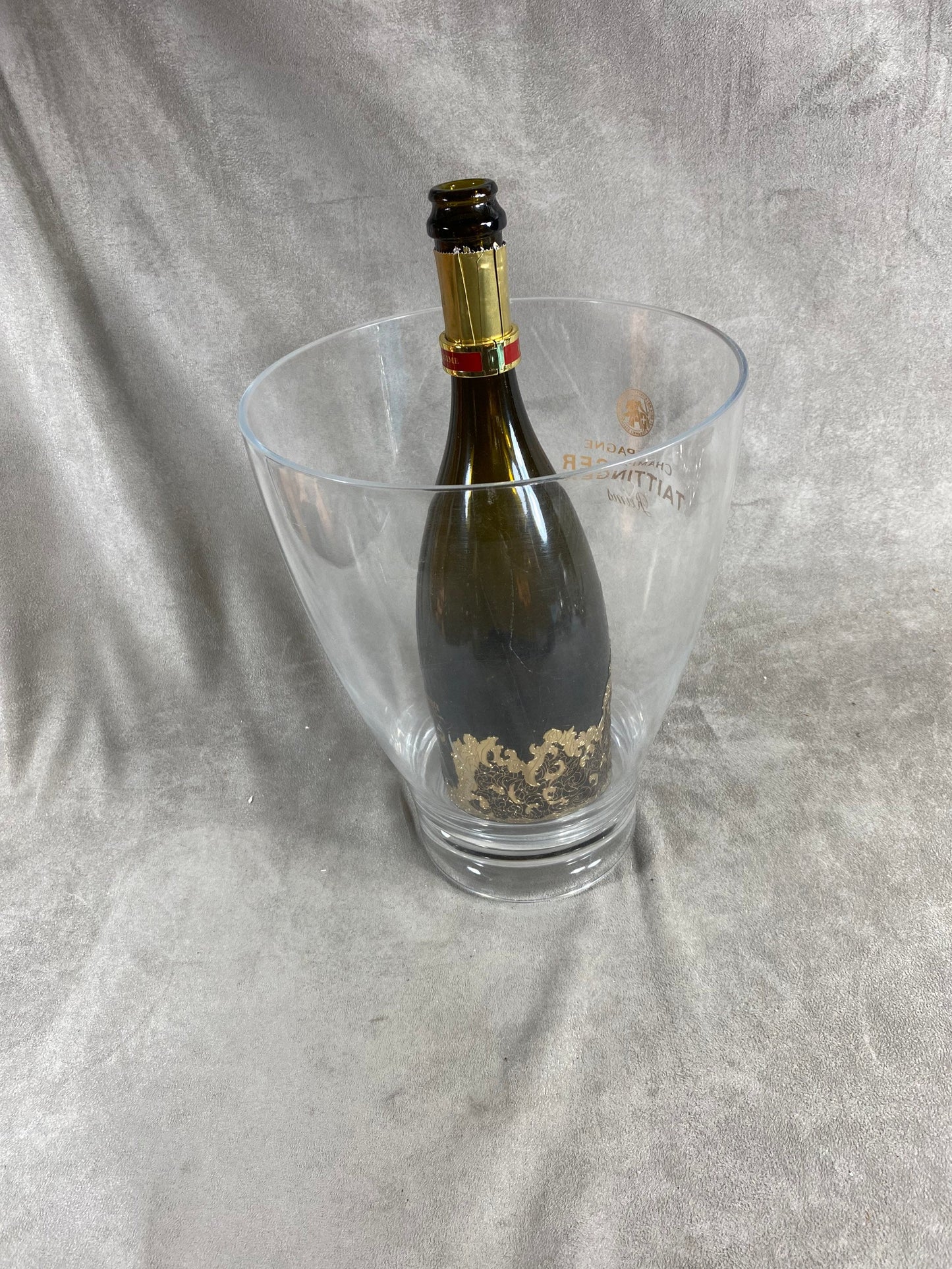 Seau à champagne Taittinger en plastique transparent vintage Made in france