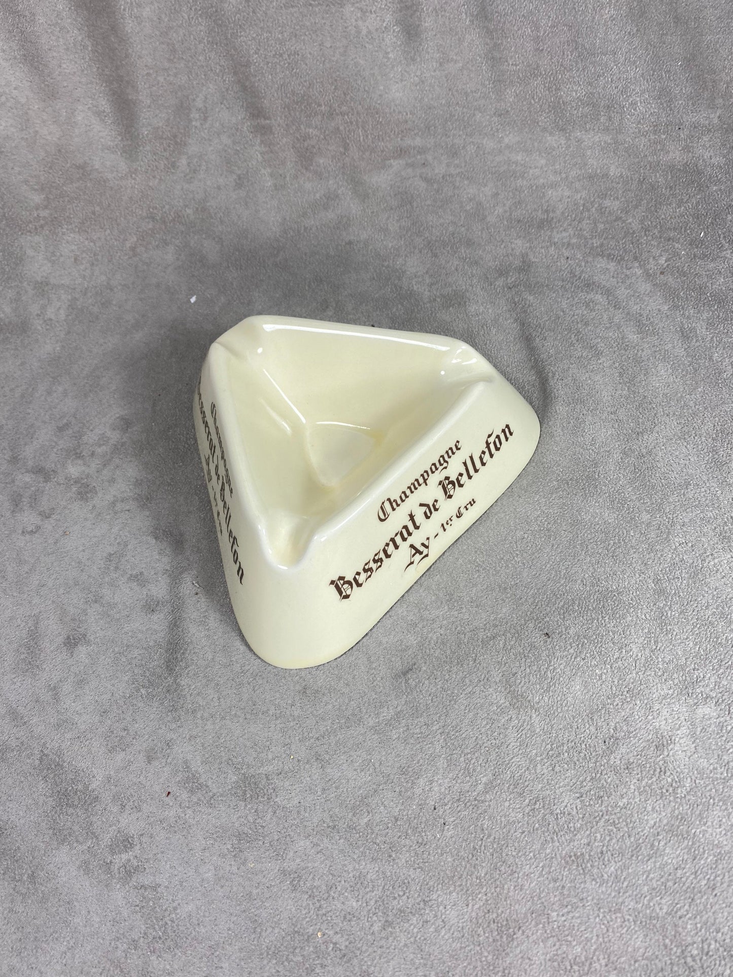 Vintage Champagne Besserat de Bellefon white ceramic ashtray Made in France