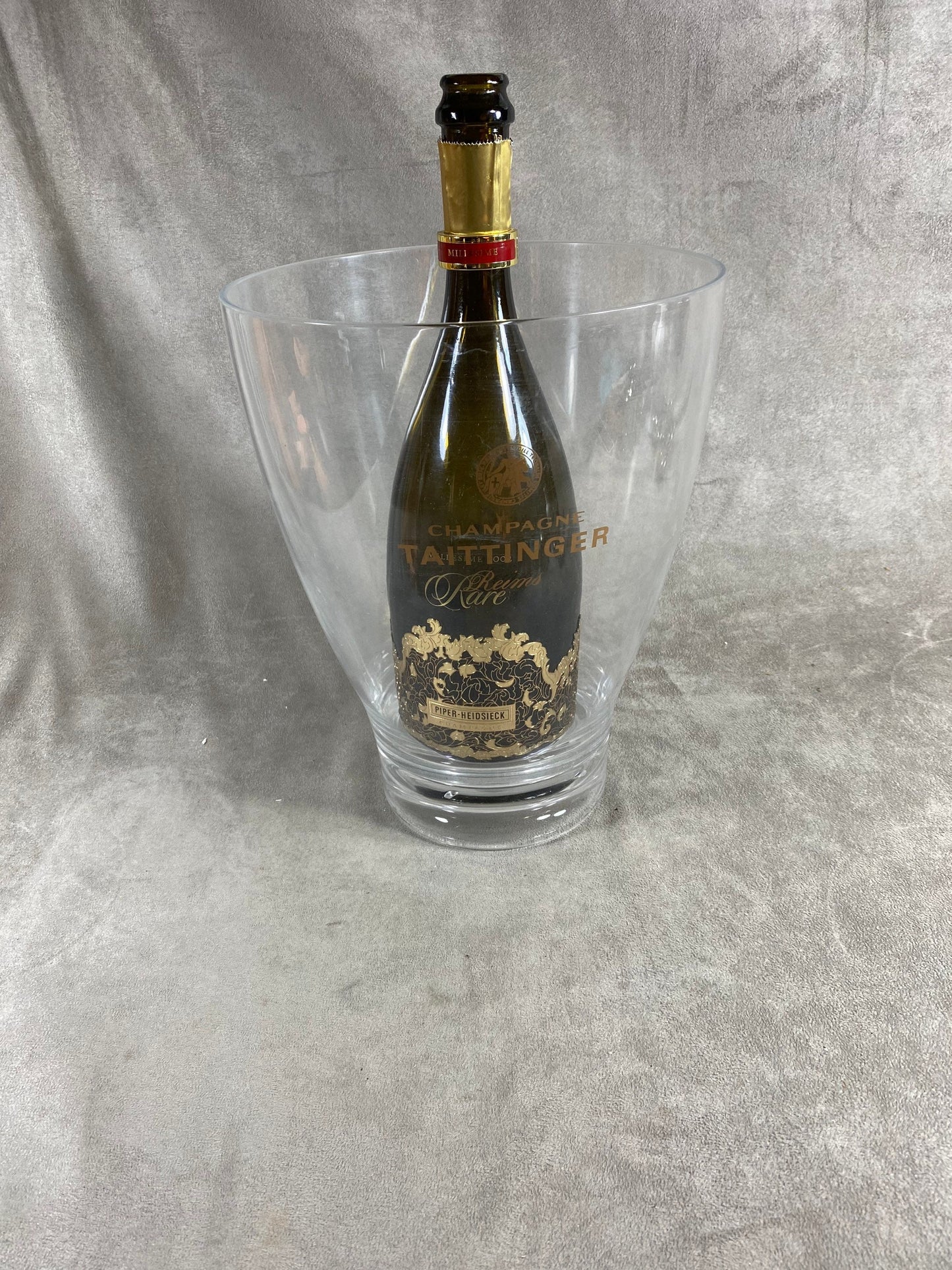 Seau à champagne Taittinger en plastique transparent vintage Made in france