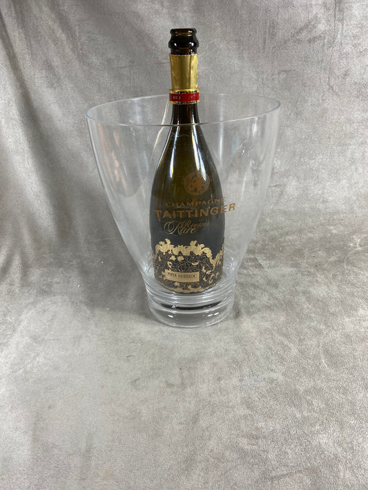 Seau à champagne Taittinger en plastique transparent vintage Made in france