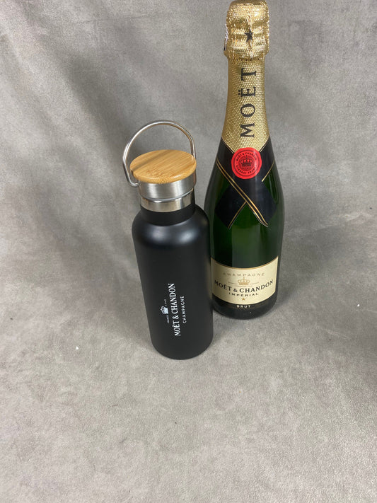 Moet et Chandon vintage black aluminum hiking bottle made in France