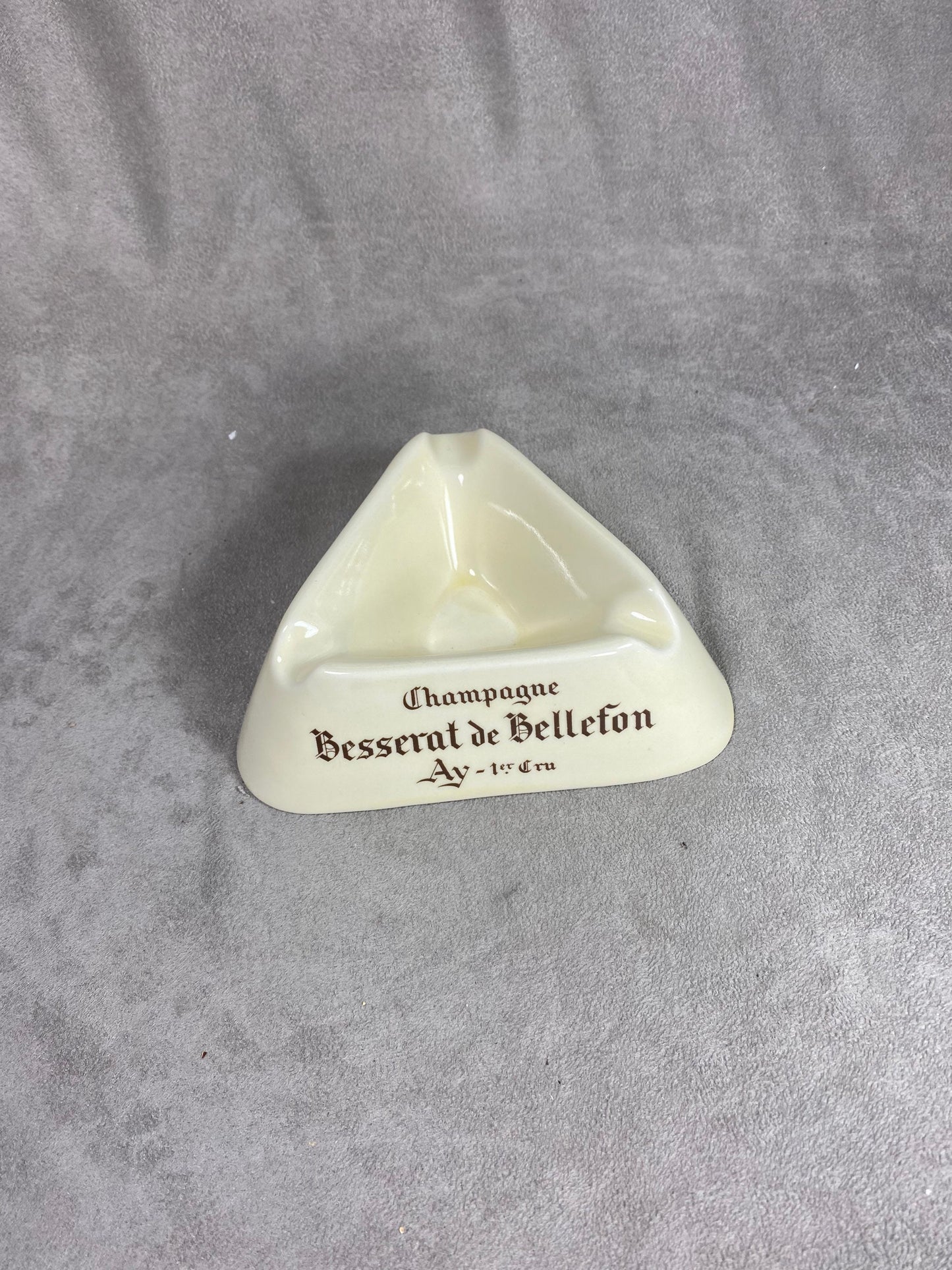 Vintage Champagne Besserat de Bellefon white ceramic ashtray Made in France