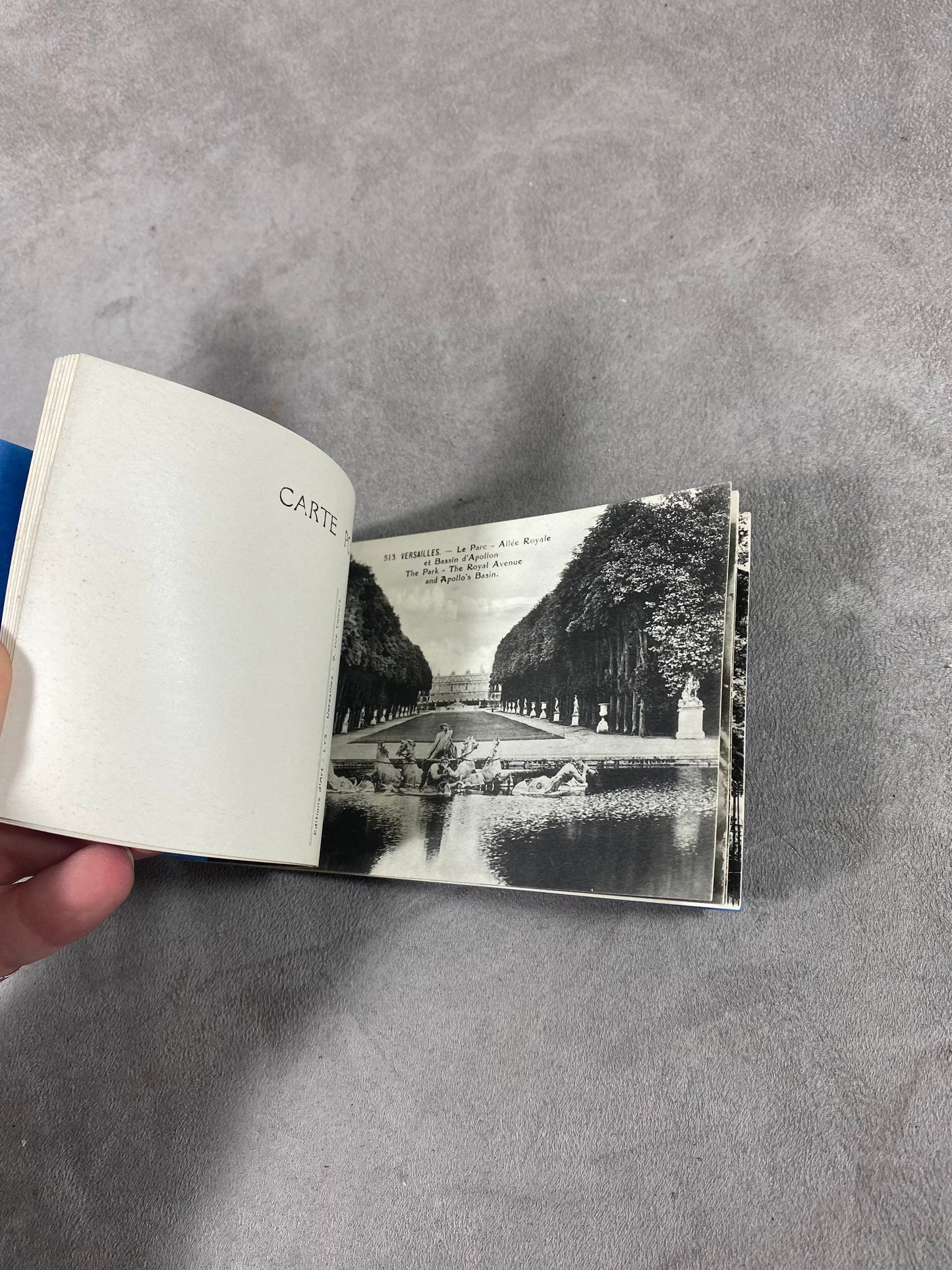 Cardboard postcard booklet of Versailles and the Trianon in Paris Made in France 1950s