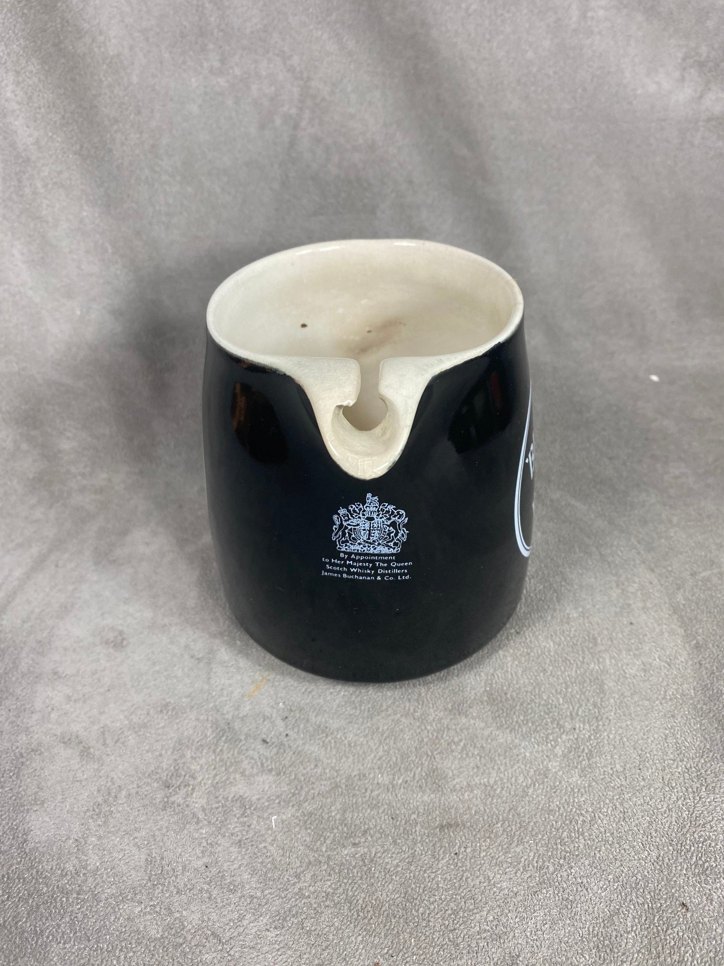 Vintage Black &amp; White Ceramic Advertising Jug Made in England 1980s