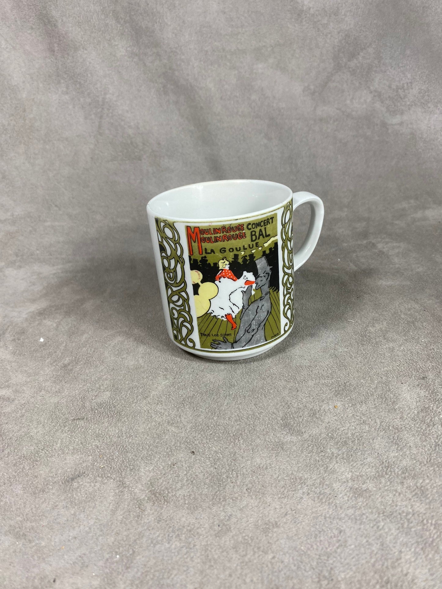 Vintage Moulin Rouge in Paris advertising mug Made in France