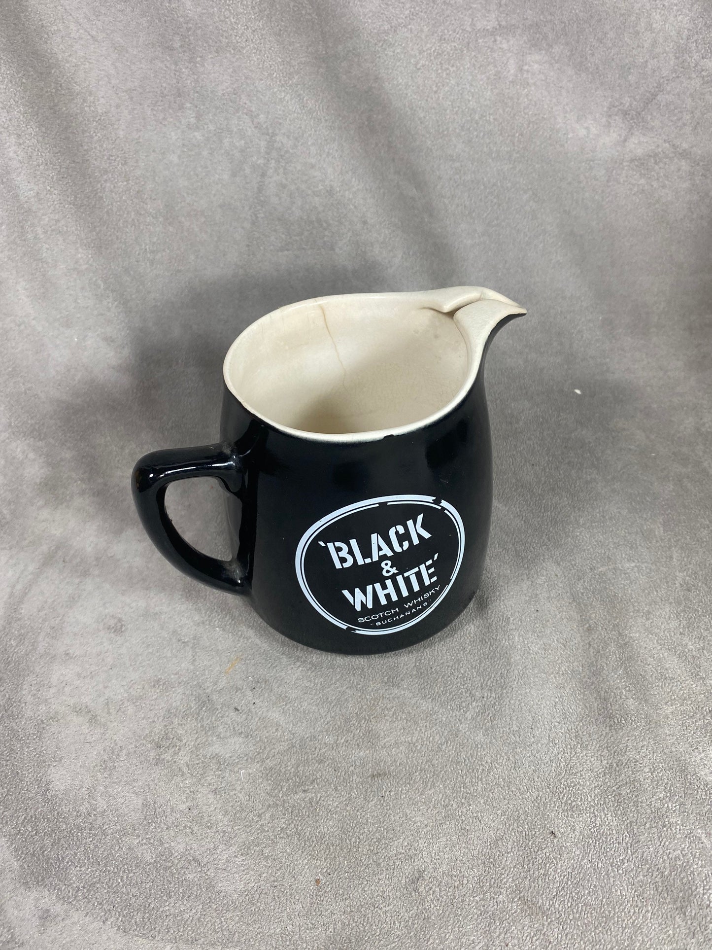 Vintage Black &amp; White Ceramic Advertising Jug Made in England 1980s